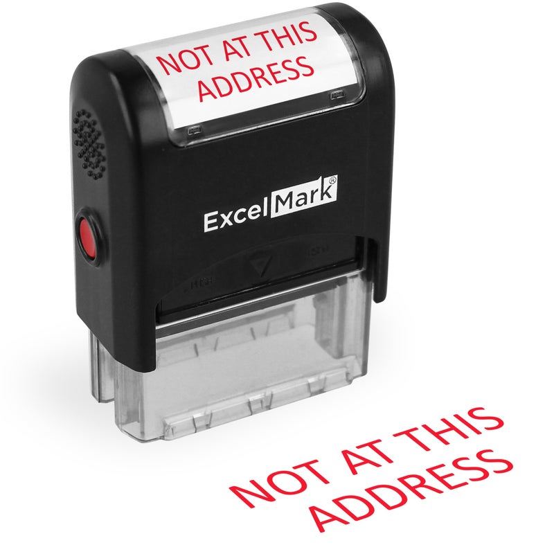 ExcelMark NOT at This Address Self Inking Rubber Stamp - Red Ink (A1539) - Image 1